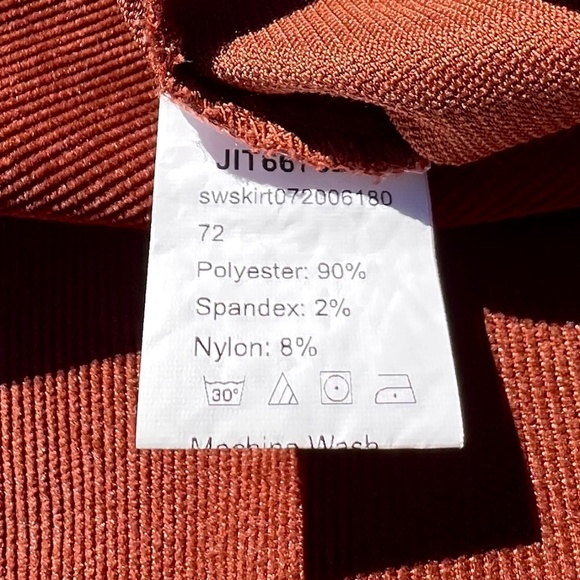 Burnt Orange Velvet Mini Skirt with Slit and Zipper Side - Picture 12 of 13